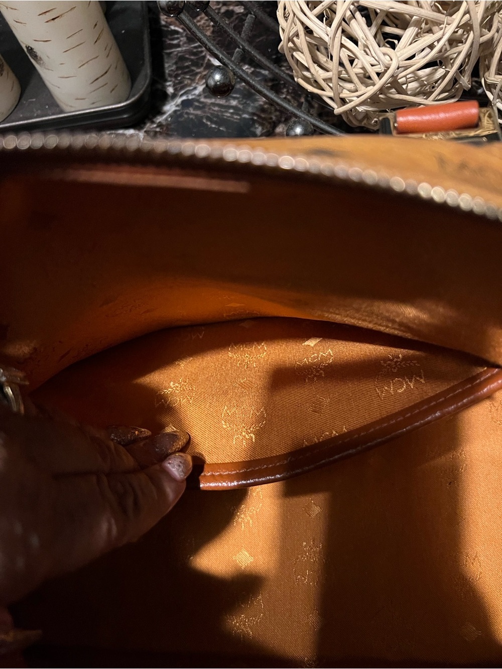 MCM Cognac Visetos Barrel Duffel with Tan Handles like a speedy 35 - Picture 12 of 12